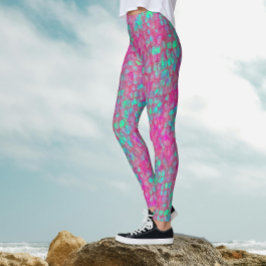 Zeemeermin staart Turquoise Roze Vis Schalen Patro Leggings