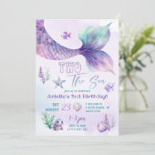 Zeemeermin staart Twee het Zee 2e Verjaardagsfeest Kaart (Staand voorkant)