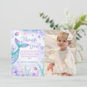 Zeemeermin staart Verjaardag Foto Bedankkaart (Staand voorkant)