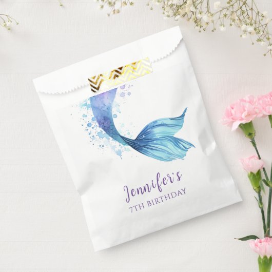 Zeemeermin staart Verjaardag Onder het Zee Paarse  Bedankzakje (Gezegeld)