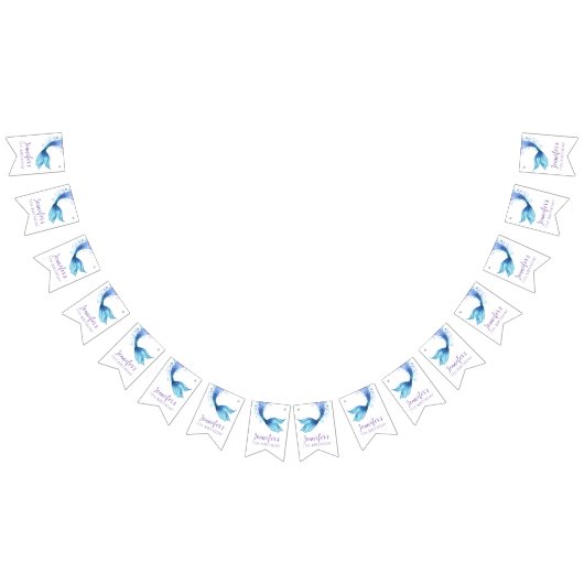 Zeemeermin staart Verjaardag Onder het Zee Paarse  Vlaggetjes (Alle)