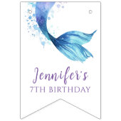 Zeemeermin staart Verjaardag Onder het Zee Paarse  Vlaggetjes (Eerste vlag)