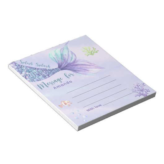 Zeemeermin staart verjaardag tijd capsule bericht notitieblok (Schuin)