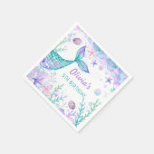 Zeemeermin staart verjaardagsfeestje servetten (Hoek)