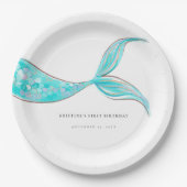 Zeemeermin staart verjaardagspapier Borden Papieren Bordje (Voorkant)