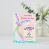 Zeemeermin staart Waterverf Verjaardag Onder de Ze Briefkaart (Staand voorkant)