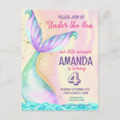Zeemeermin staart Waterverf Verjaardag Onder de Ze Briefkaart (Voorkant)