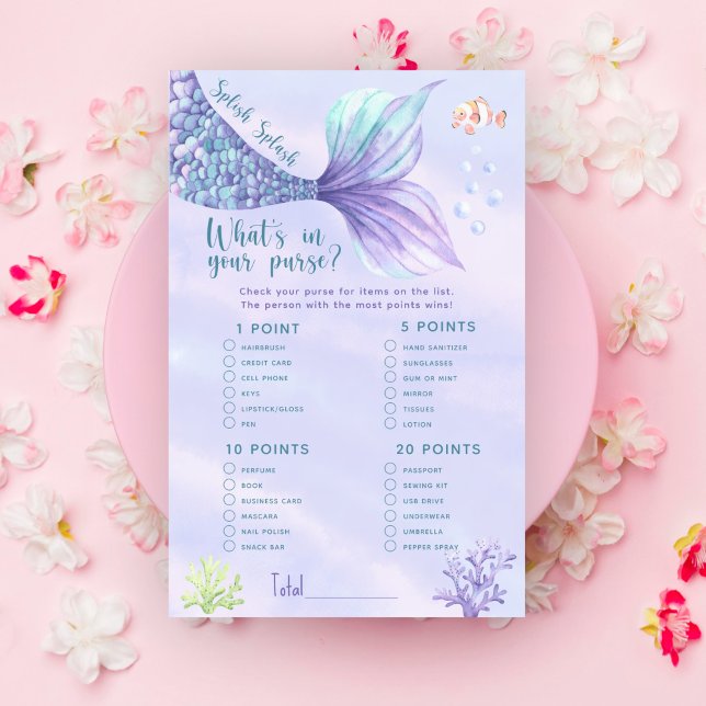 Zeemeermin staart Whats in je tas baby shower (Creator heeft geüpload)