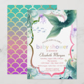 Zeemeermin staartschalen Baby shower uitnodiging (Voorkant / Achterkant)