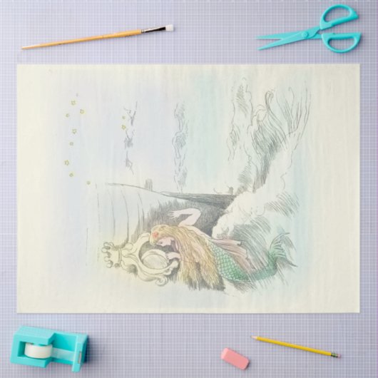 zeemeermin staren in een scheepsraam tissuepapier (Craft)