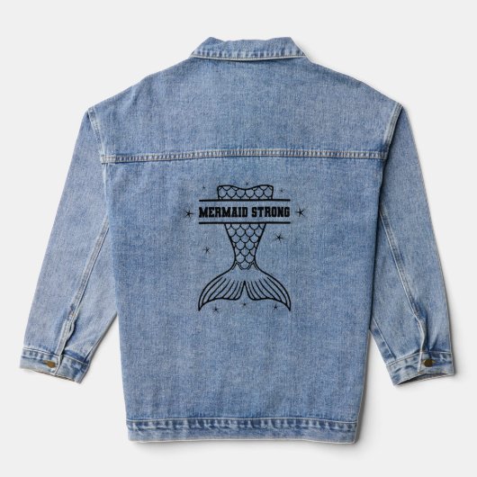 Zeemeermin Sterk op de achterkant van een denimjas Denim Jacket (Achterkant)
