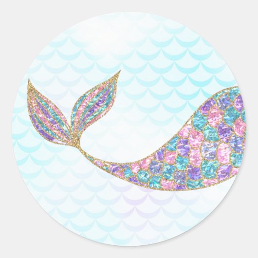 Zeemeermin sticker Glitter, Onder het zee Dank u (Voorkant)