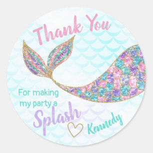 Zeemeermin sticker Glitter, Onder het zee Dank u