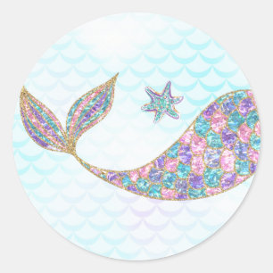 Zeemeermin sticker Glitter, Onder het zee Dank u