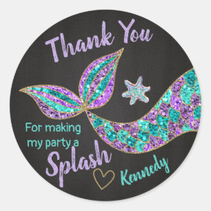 Zeemeermin sticker Glitter, Onder het zee Dank u