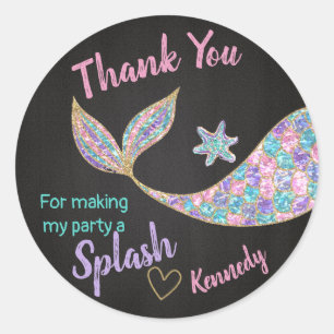 Zeemeermin sticker Glitter, Onder het zee Dank u