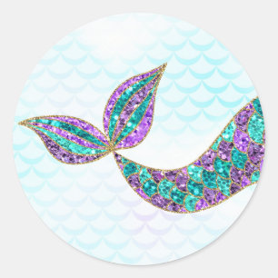 Zeemeermin sticker Glitter, Onder het zee Dank u