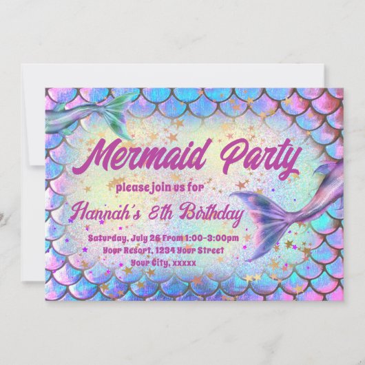 Zeemeermin stijl Verjaardag Uitnodiging (Voorkant)