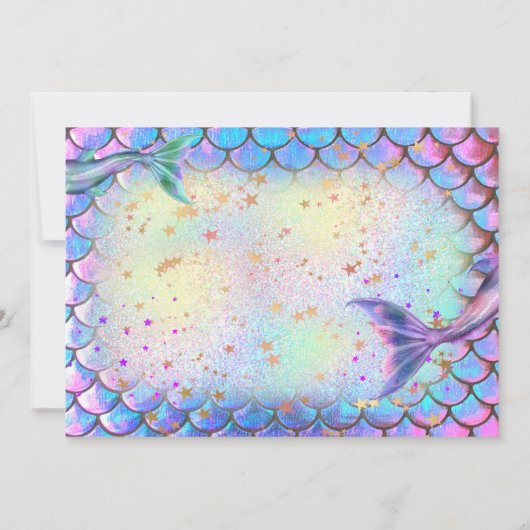 Zeemeermin stijl Verjaardag Uitnodiging (Achterkant)