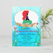  ZEEMEERMIN Strand Onder Zee Party Invitation Kaart (Staand voorkant)