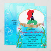  ZEEMEERMIN Strand Onder Zee Party Invitation Kaart (Voorkant / Achterkant)