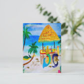 Zeemeermin Strand Tiki Bar Kunst Briefkaart (Staand voorkant)