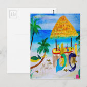 Zeemeermin Strand Tiki Bar Kunst Briefkaart (Voorkant / Achterkant)