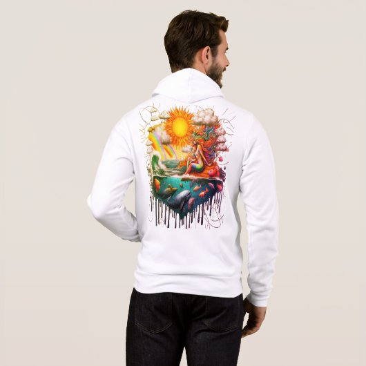 Zeemeermin Surreal Onderbewuste Zongekust Ochtend Hoodie (Achterkant volledig)