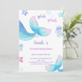 Zeemeermin Tale Verjaardag uitnodiging (Staand voorkant)