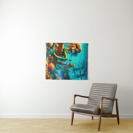 Zeemeermin tapijt wandkleed (In Situ (horizontaal))