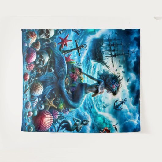 Zeemeermin tapijt wandkleed (Voorkant (horizontaal))