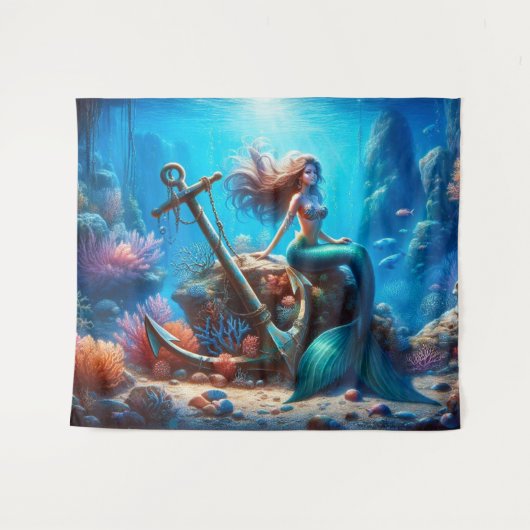 Zeemeermin tapijt wandkleed (Voorkant (horizontaal))