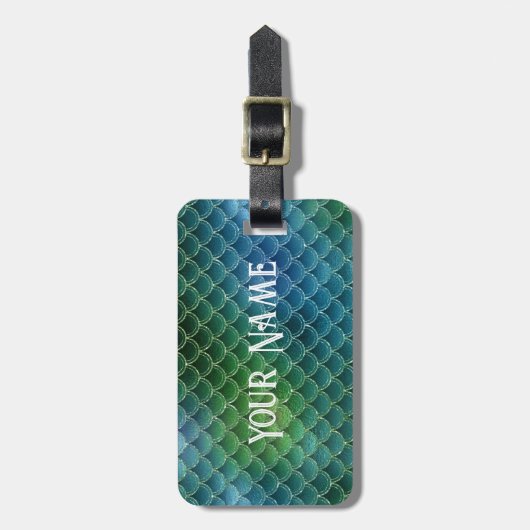Zeemeermin thema Groenen en Goud Bagagelabel (Voorkant verticaal)