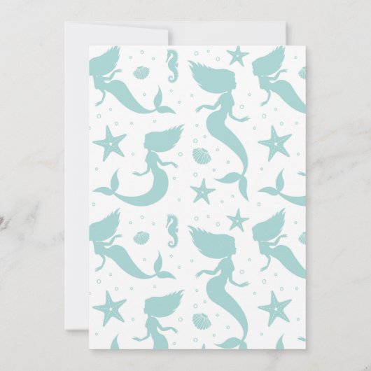 Zeemeermin Thema Kids Verjaardagsfeestuitnodiging Kaart (Achterkant)