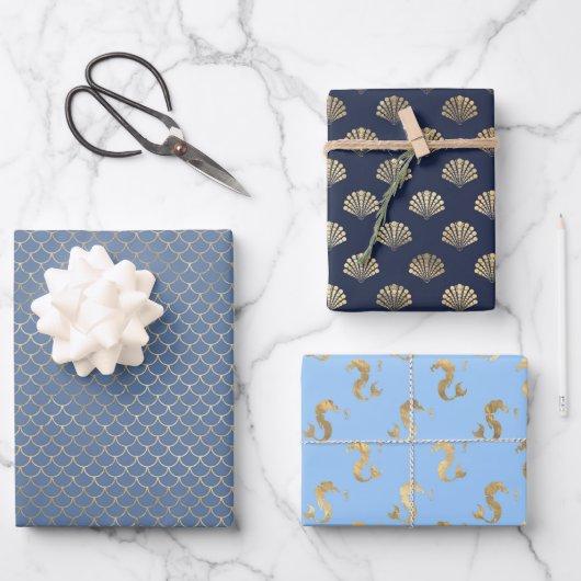 Zeemeermin thema onder het Zee Party Inpakpapier Vel (Voorkant)