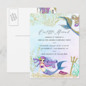 Zeemeermin thema verjaardagsfeest briefkaart (Voorkant / Achterkant)