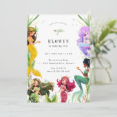 Zeemeermin thema verjaardagsfeestje kaart (Staand voorkant)