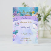 Zeemeermin-thema verjaardagsfeestje uitnodiging-Cu Kaart (Staand voorkant)