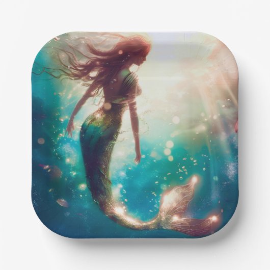 Zeemeermin themafeest aangepaste papieren borden papieren bordje (Voorkant)