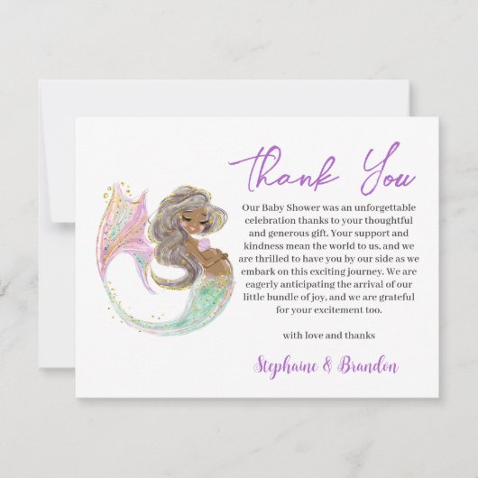 Zeemeermin Toekomstige Moeder Baby shower Dank u Feestdagenkaart (Voorkant)