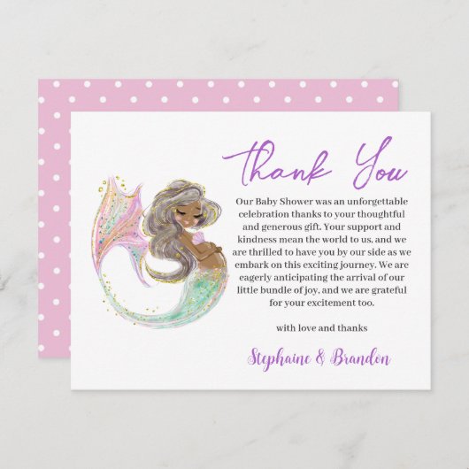 Zeemeermin Toekomstige Moeder Baby shower Dank u Feestdagenkaart (Voorkant / Achterkant)
