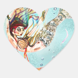 Zeemeermin treedt op hart sticker