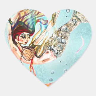 Zeemeermin treedt op hart sticker