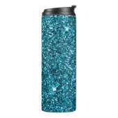 Zeemeermin Turquoise Blauw Glitter Thermosbeker (Gedraaid links)