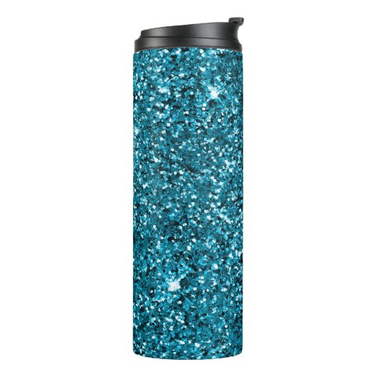 Zeemeermin Turquoise Blauw Glitter Thermosbeker (Gedraaid links)