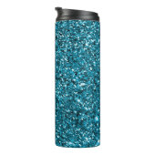 Zeemeermin Turquoise Blauw Glitter Thermosbeker (Geroteerd rechts)