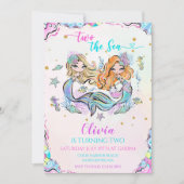 Zeemeermin Twee Het Zee 2e Verjaardagsfeest Kaart (Voorkant)