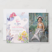 Zeemeermin Twee Het Zee 2e Verjaardagsfeestfoto Kaart (Voorkant)