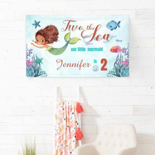 Zeemeermin Twee het Zee Meisjes 2e Verjaardag Spandoek (Insitu)