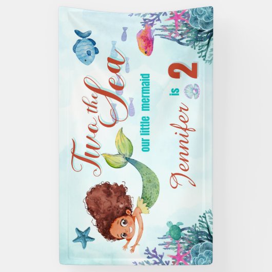 Zeemeermin Twee het Zee Meisjes 2e Verjaardag Spandoek (Verticaal)